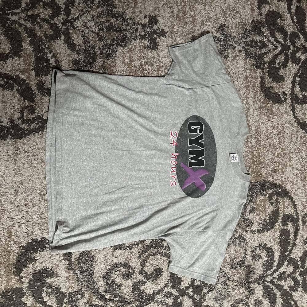 Vintage "GYM X 24 Hours" Graphic T-Shirt Gray Size XXL